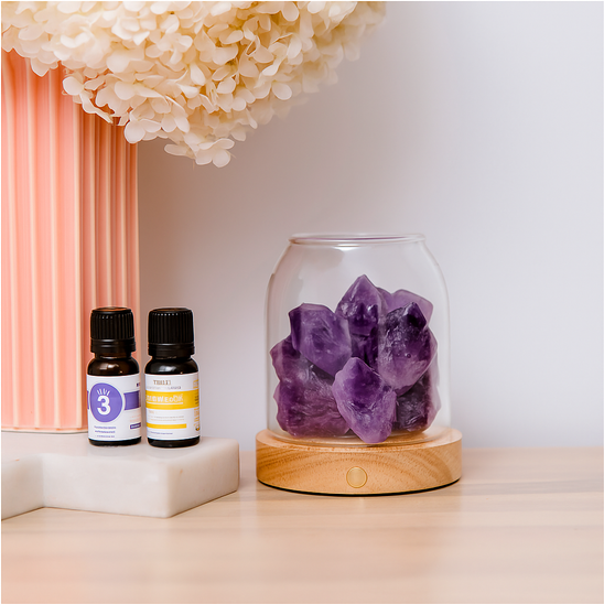 Crystal Light Diffuser with Cordless USB Wooden Base