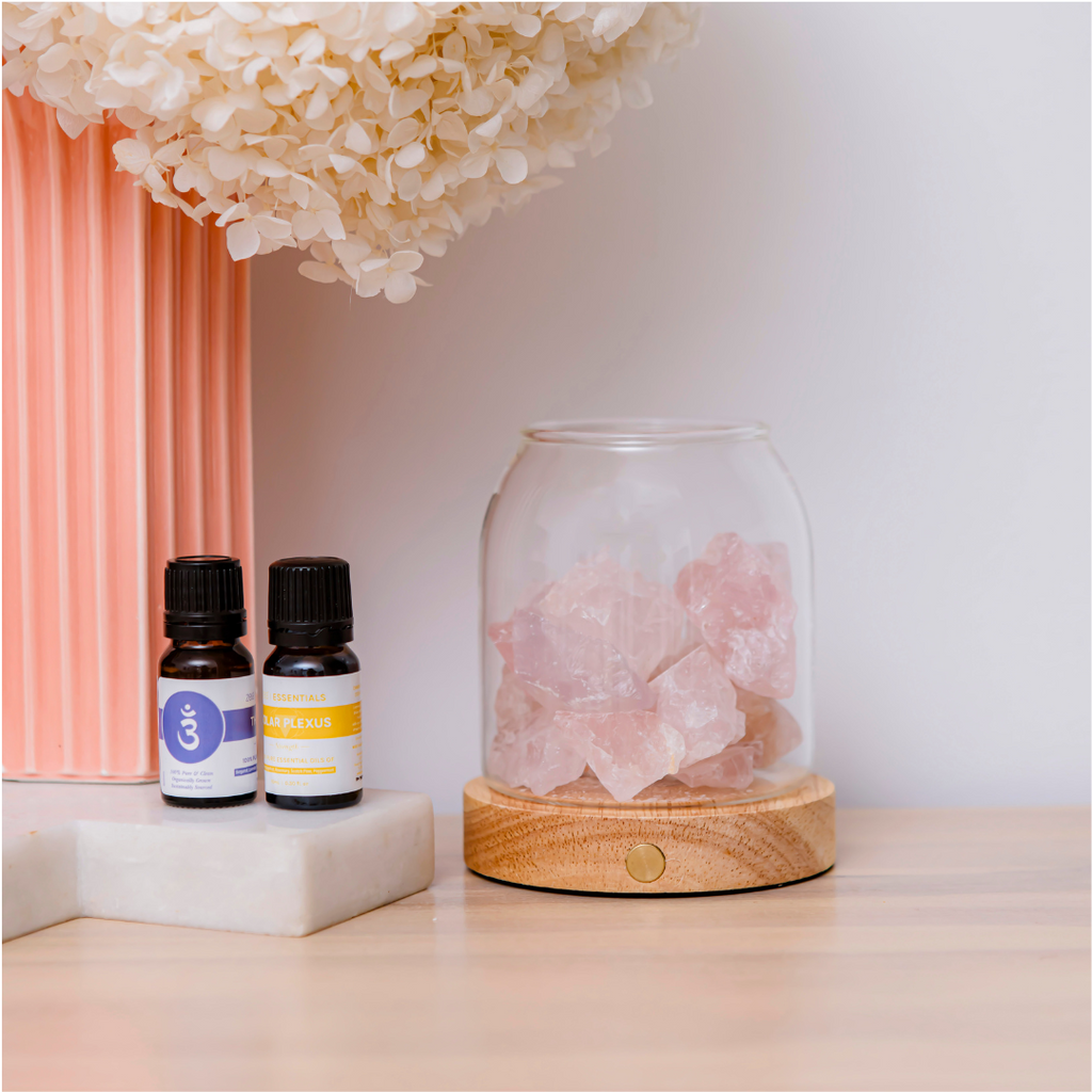 Crystal Light Diffuser with Cordless USB Wooden Base