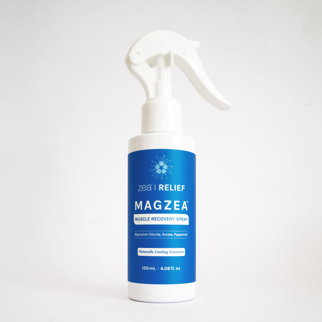 Magzea muscle recovery spray bottle on a white background